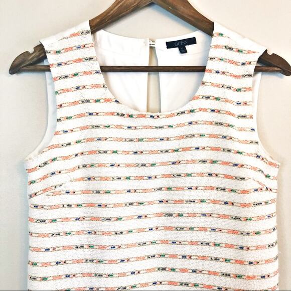 Francescas Quinn tweed striped shift dress cream Small EUC - Picture 6 of 14